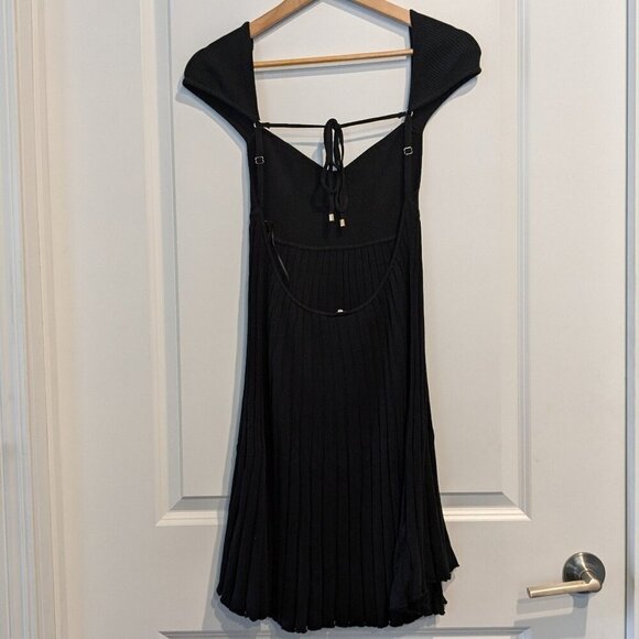 Free People Cherie Mini Dress Size Large A-Line Black Open-Back Pleated NWT - Picture 10 of 16